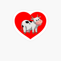 I Love Cows Red Heart Cute Cartoon Farmer Rancher Girl