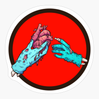 Bony And Clyde Skeleton Hands Heart In Hand- Zombie Romance