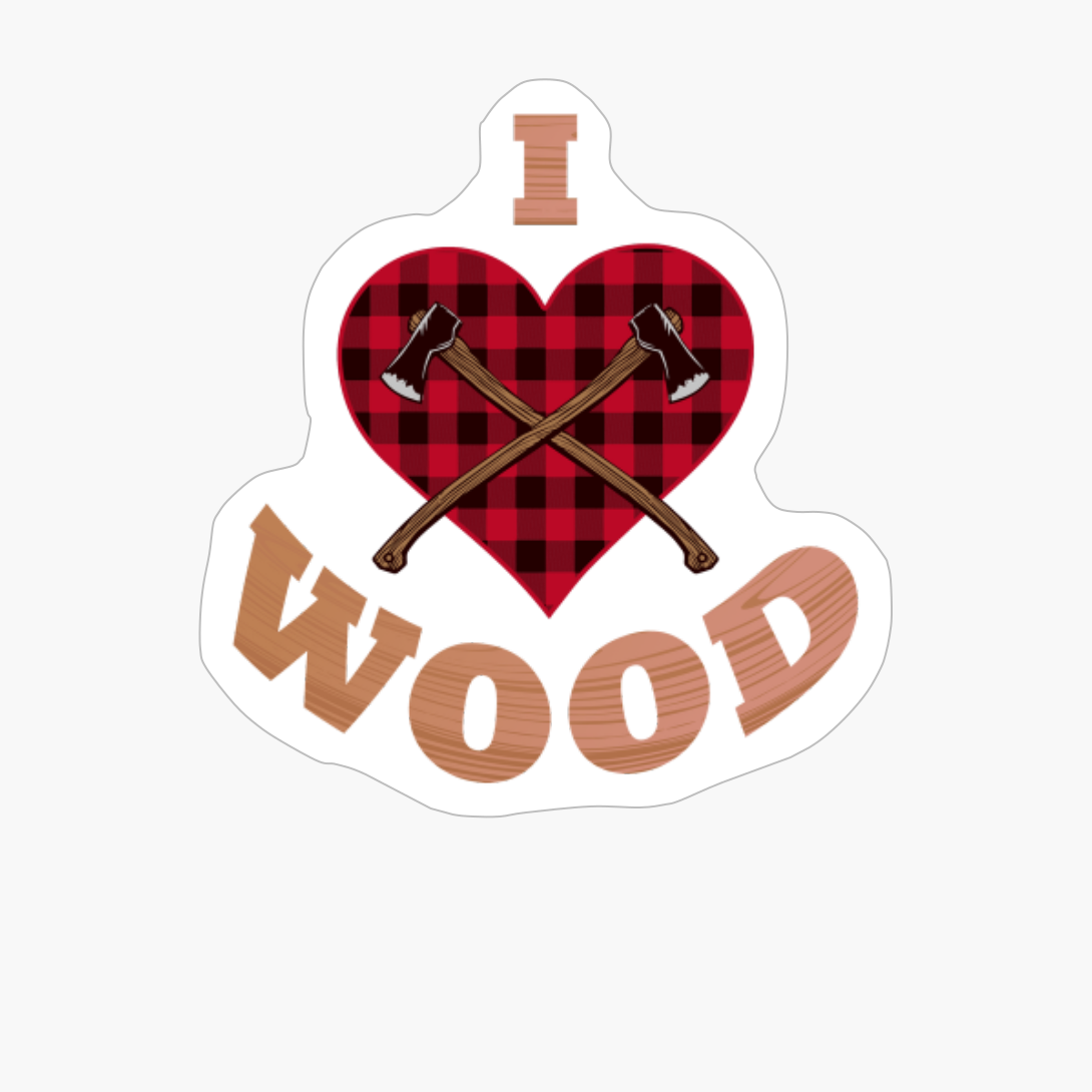 I Love Wood Shirt Lumberjack Heart Halloween Party Gift