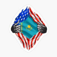 Super Kazakhstani Heritage Kazakhstan Roots USA Flag Gift