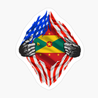 Super Grenadian Heritage Grenada Roots USA Flag Gift