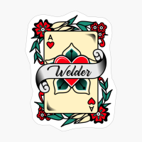Welder With An Ace Of Hearts Graphic