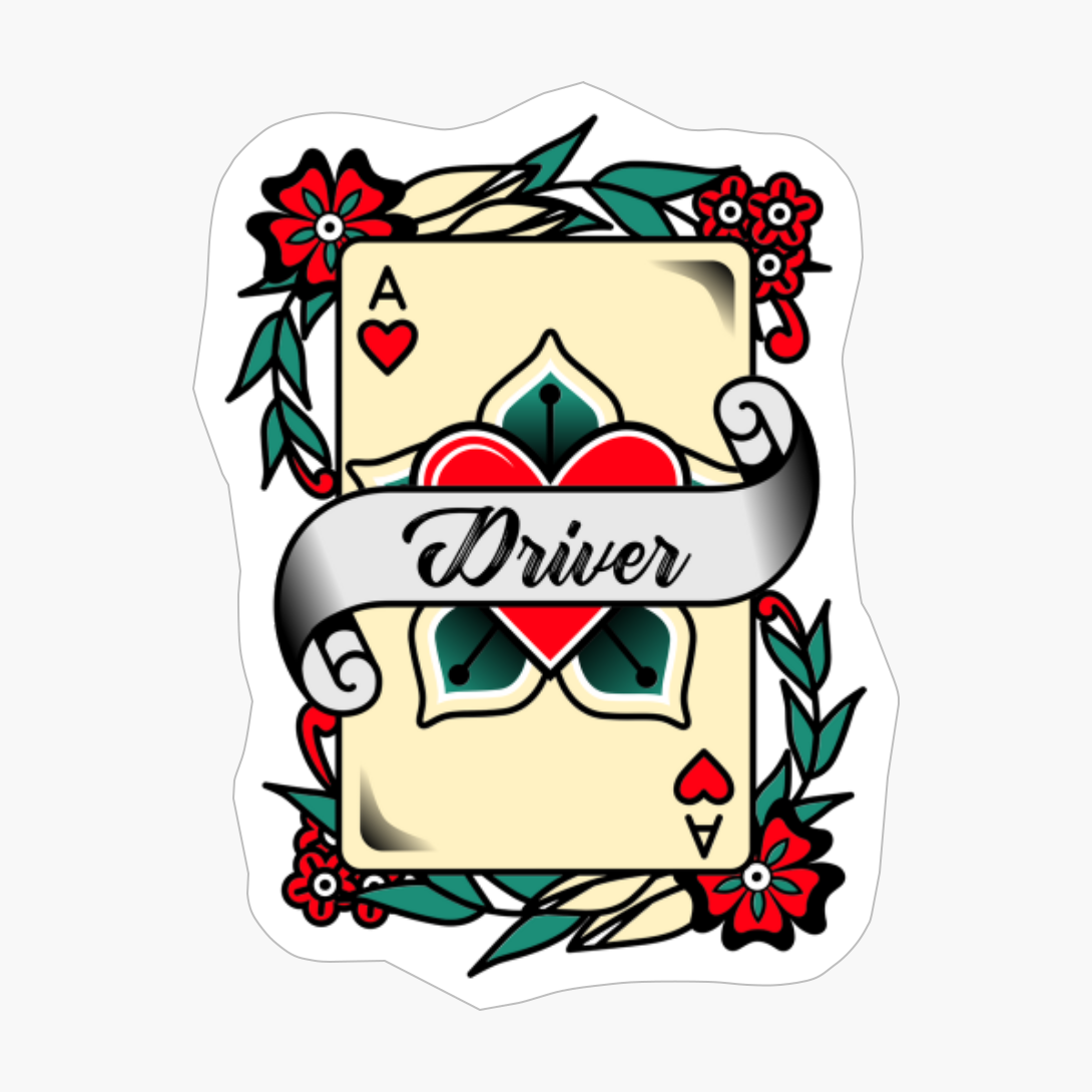 Driver With An Ace Of Hearts Graphic