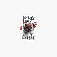 Pugs And Kisses Red Hearts Valentines Graphic