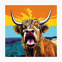 Indignant Highland Cow Pop Art Style