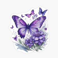 Purple Butterfly Watercolor Painting Print