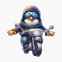 Penguin Wearing Sunglasses Driving Motorbike Pix