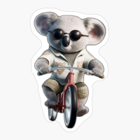 Koala Wearing Sunglasses Riding Bicycle