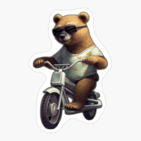 Bear Wearing Shades Riding Bike Style Soli