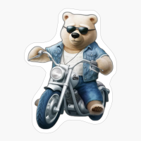 Bear Wearing Shades Riding Bike Style Soli (2)