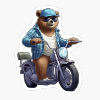 Bear Wearing Shades Riding Bike Style Soli