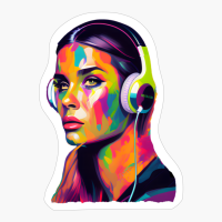 Digital Painting Of A Woman With Headphones In Oil Painting Style
