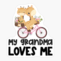 Giraffes On Bike My Grandma Loves Me Grandchild Gift