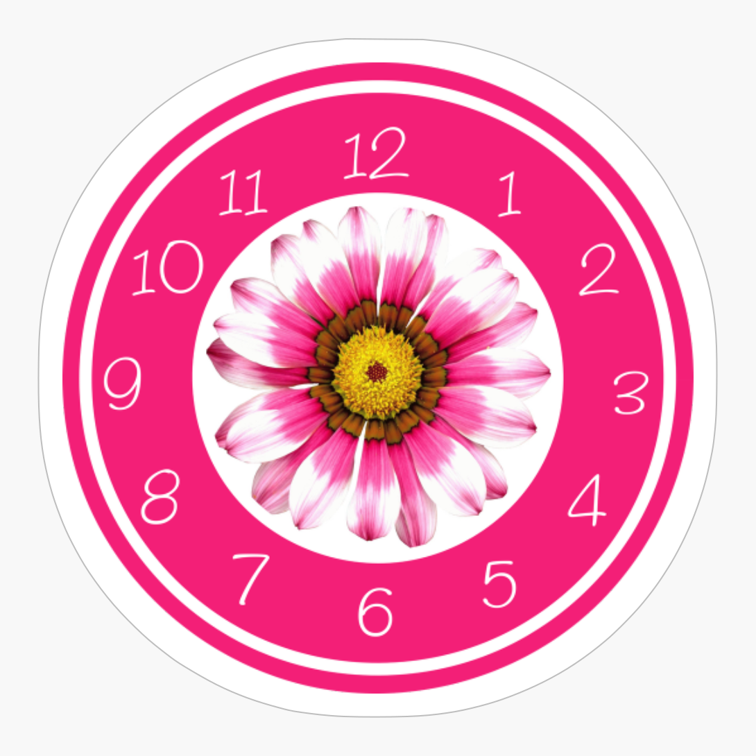 Pink Daisy Clock With Numbers