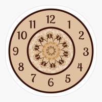 Brown Abstract Fractals Clock With Numbers