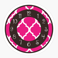 Pink Quatrefoil Clock With Numbers