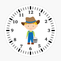 Cartoon Farmer Clock With Numbers