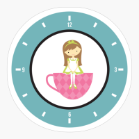 Teacup Girl Clock With Numbers
