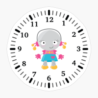 Robot Girl Clock With Numbers