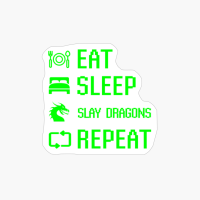 Eat Sleep Slay Dragons Repeat Funny Video Gamer Gaming Geek