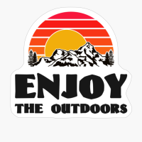 ENJOY THE OUTDOORS Bright Red Sunset With Mountain And Forst ViewCopy Of Grey Design