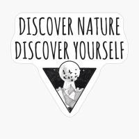 DISCOVER NATURE DISCOVER YOURSELF Triangle Moon Drawing Minimalist Nightsky Design