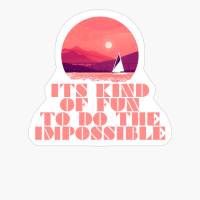 ITS KIND OF FUN TO DO THE IMPOSSIBLE Modern Minimal Retro 80s Pink Boat Mountain Landscape With Bridge