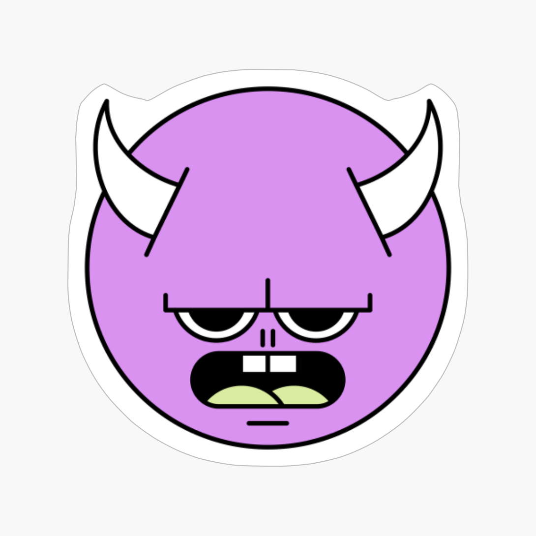 Cynical Grumpy Purple Cute Monster Emoji