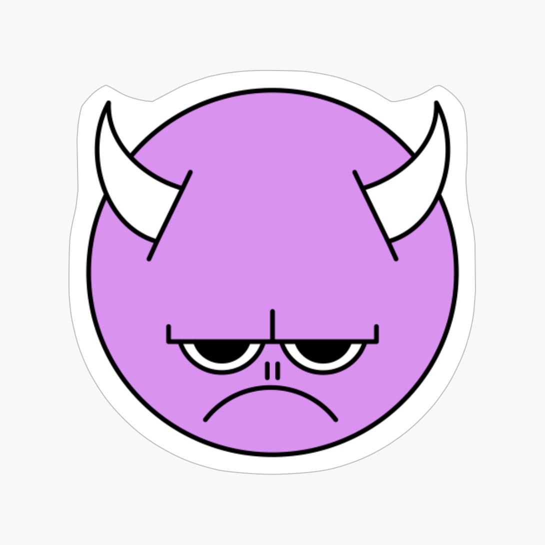 Angry Grumpy Purple Cute Monster Emoji