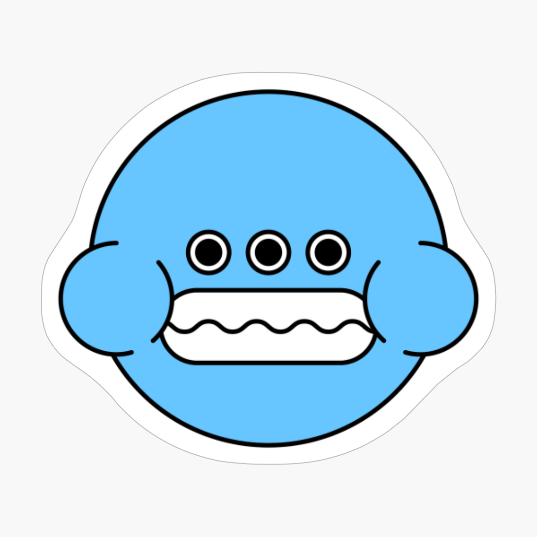 Grinning Blue Cute Monster Emoji