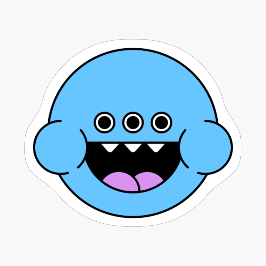 Happy Blue Cute Monster Emoji