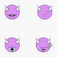 Purple Cute Monster Emoji Expressions