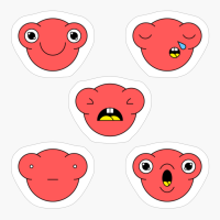 Red Cute Monster Emoji Expressions
