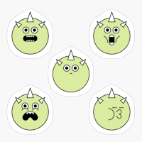 Green Cute Monster Emoji Expressions