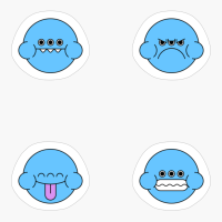 Cute Blue Monster Emoji Expressions