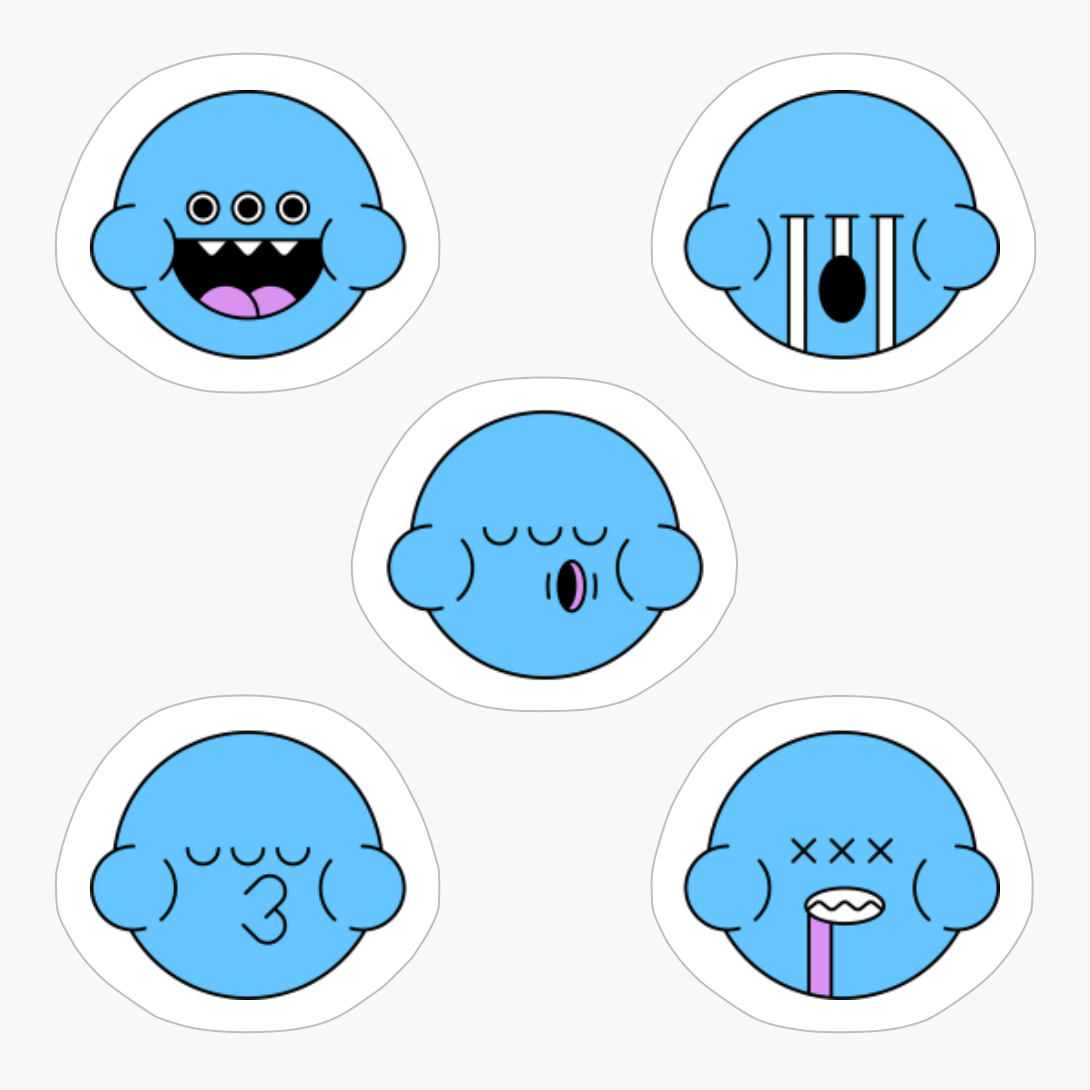 Cute Blue Monster Emoji Expressions