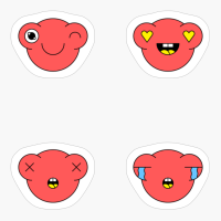 Cute Red Monster Emoji Expressions