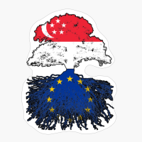 EU European Union Europe Singapore Singaporean Tree Roots Flag