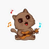 Kawaii Cat Playing Guitar