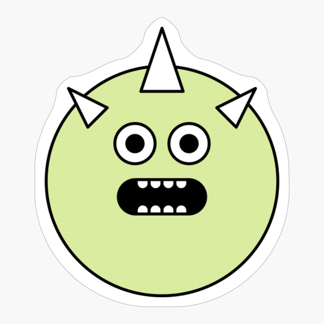 Grinning Shocked Green Cute Monster Emoji