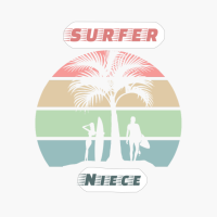Surfer Niece Sunset Retro Palm Tree Surfing