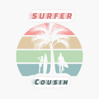 Surfer Cousin Retro Sunset Palm Tree Surfing