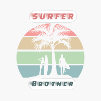 Surfer Brother Retro Sunset Palm Tree Surfing
