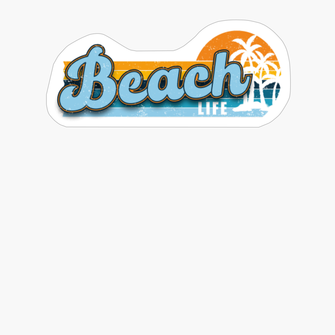 Beach Life - Palm Tree Retro Sunset Worn Vacation