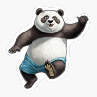 Panda Bear Wearing Swim Trunks Doing Backflip