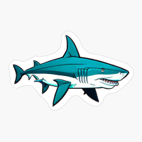 Blue Shark In Cartoon Vector Style