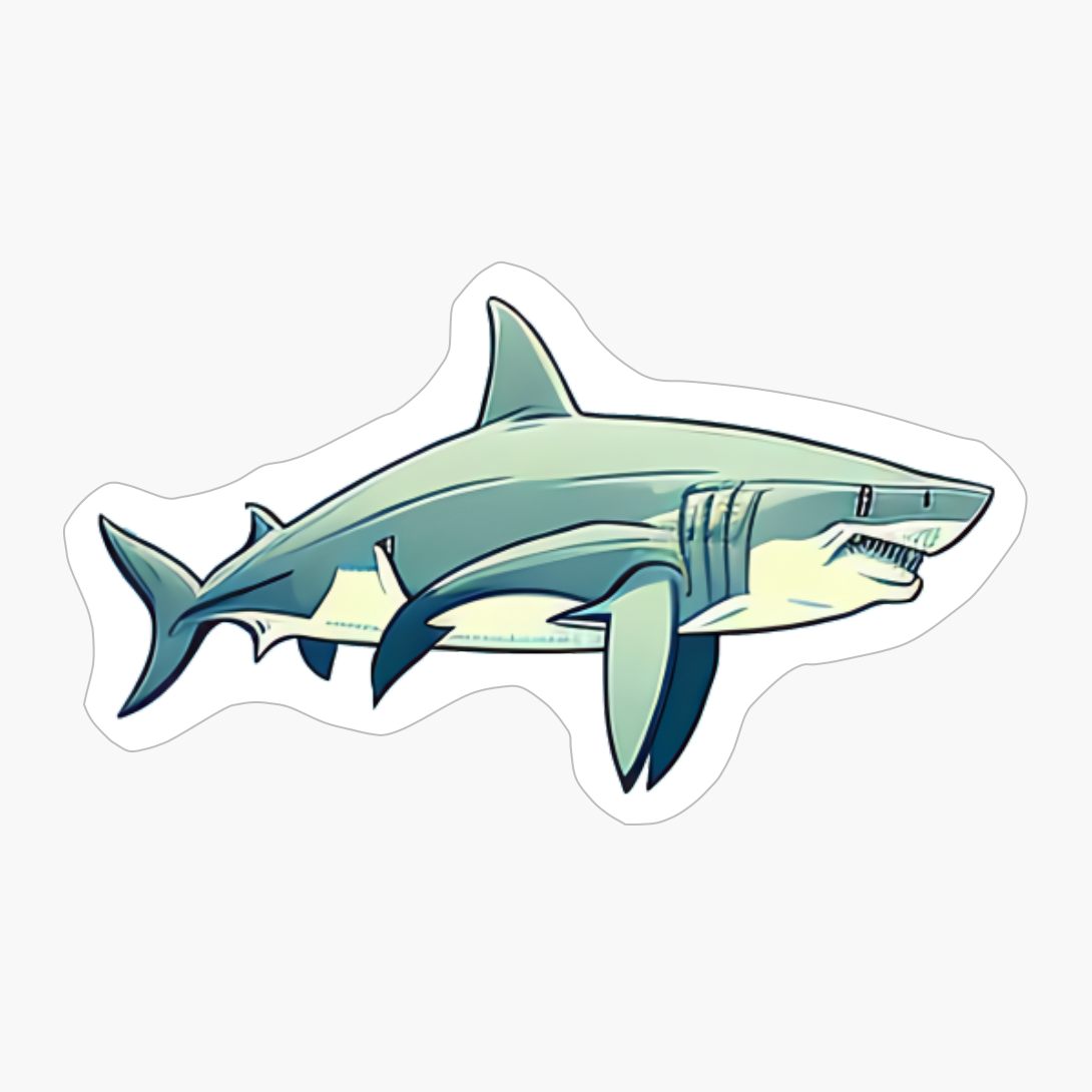 Great White Shark Drawing In Vector Style