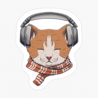 Cat Headphone Listen Music