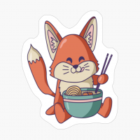 Kawaii Fox Eating Ramen