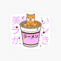 Kawaii Corgi Eating Ramen Japanese Noodle Cup